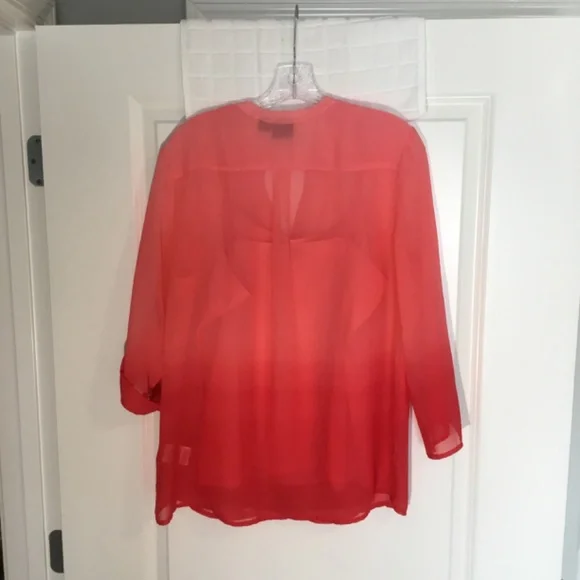 Covington Ladies Gradient Color Change Blouse Comes With Camisole Coral Size L - Picture 2 of 7